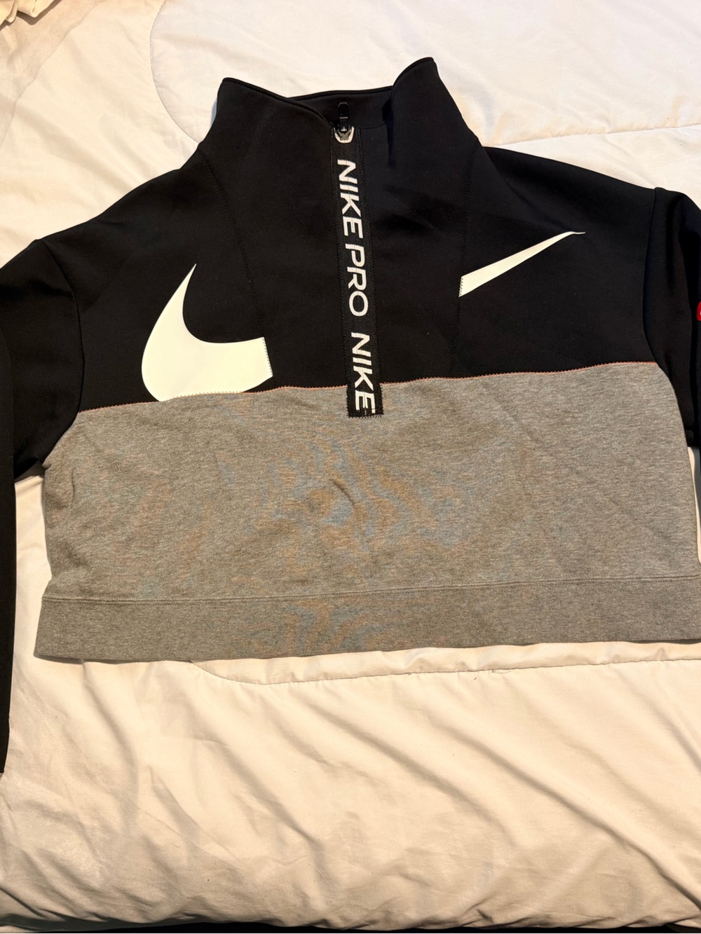 Nike Black and Gray Colorblock Crew with White Swooshes